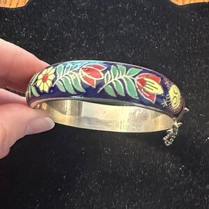 Floral Enamel Siam Bangle Bracelet